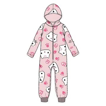 Gabi babaháza Cat Pink gyerek hosszú pizsama, overál 3 - 8 év / 98 - 128 cm