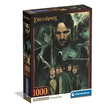 A Gyűrűk Ura Aragorn &amp; Hobbits 1000 db-os Compact puzzle Clementoni