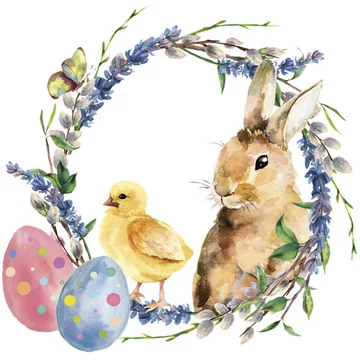 Húsvét Chicken &amp; Rabbit szalvéta 20 db-os 33x33 cm