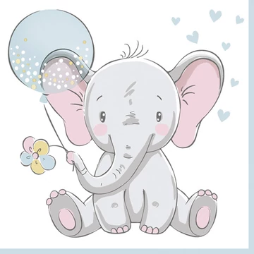 Baby elefánt Blue Balloon szalvéta 20 db-os 33x33 cm