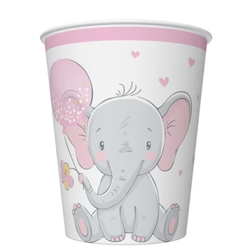 Baby elefánt Pink Balloon papír pohár 8 db-os 250 ml