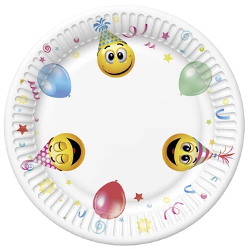 Smiley Icons&amp;Balloons papírtányér 8 db-os 22,7 cm