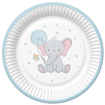 Baby elefánt Blue Balloon papírtányér 8 db-os 22,7 cm