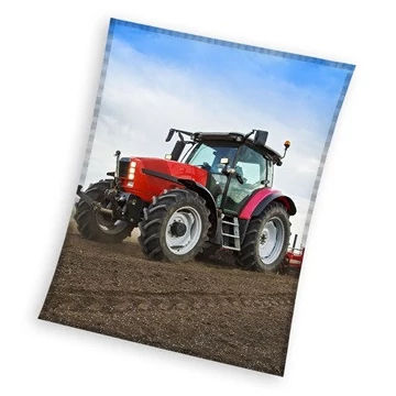 Traktor Red coral fleece polár takaró 130x160cm