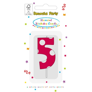 Színes Pink Pattern 5-ös tortagyertya, számgyertya