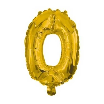 Arany Gold mini 0-ás szám fólia lufi 33 cm