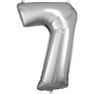 Ezüst Silver óriás szám fólia lufi 7-es, 83x55 cm