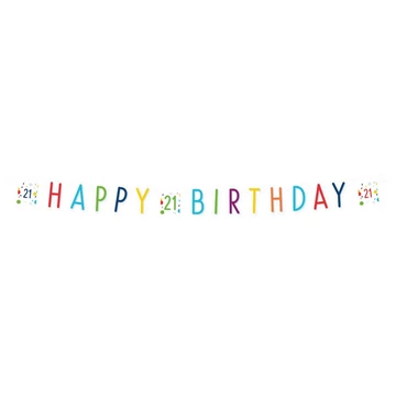 Konfettis Colorful Happy Birthday 21 felirat 180 cm