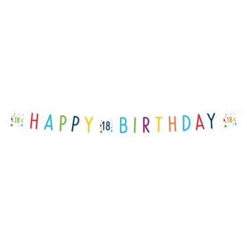 Konfettis Colorful Happy Birthday 18 felirat 180 cm