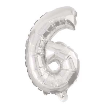 Óriás 6-os Silver szám fólia lufi 85 cm