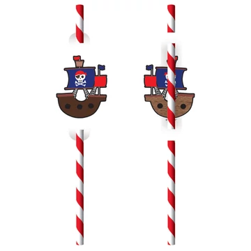 Kalóz Ship papír szívószál, 8 db-os szett