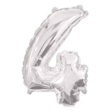 Ezüst Silver 4-es szám fólia lufi 95 cm