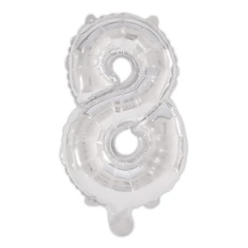 Ezüst Silver 8-as szám fólia lufi 95 cm