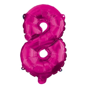 Rózsaszín Hot Pink 8-as szám fólia lufi 95 cm