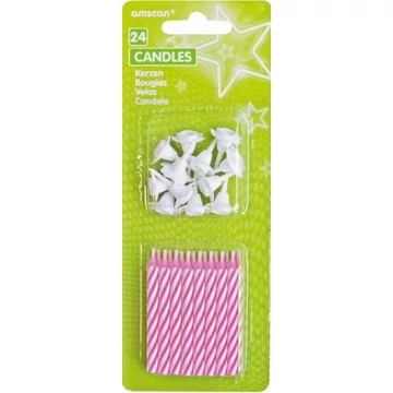 Pink spirál tortagyertya, gyertya szett 24 db-os