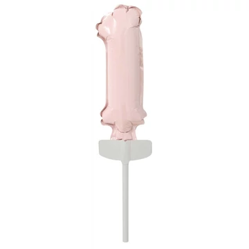 Rózsaszín Pastel 1-es szám fólia lufi tortára 13 cm