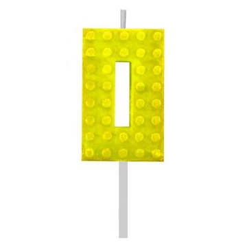 Építőkocka 0-ás Yellow Blocks tortagyertya, számgyertya
