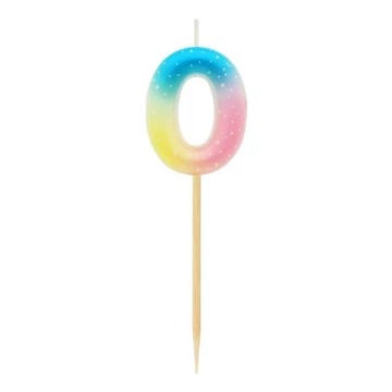 Színes mini 0-ás Pastel Ombre számgyertya, tortagyertya