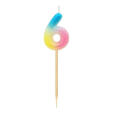 Színes mini 6-os Pastel Ombre számgyertya, tortagyertya