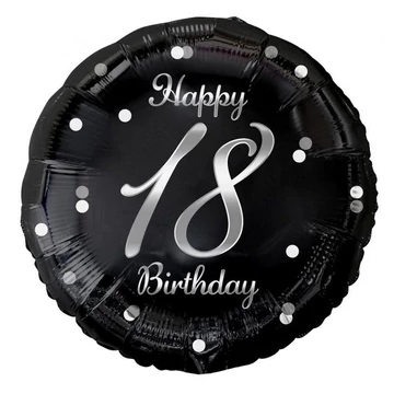 Happy Birthday 18 B&amp;C Silver fólia lufi 36 cm
