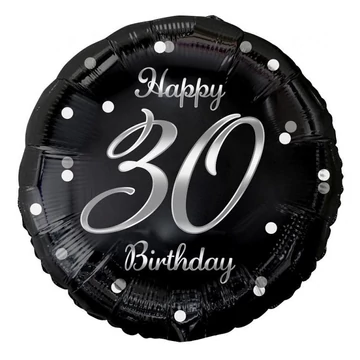Happy Birthday 30 B&amp;C Silver fólia lufi 36 cm