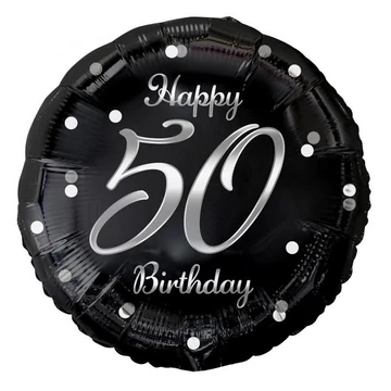 Happy Birthday 50 B&amp;C Silver fólia lufi 36 cm