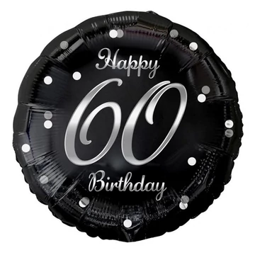 Happy Birthday 60 B&amp;C Silver fólia lufi 36 cm