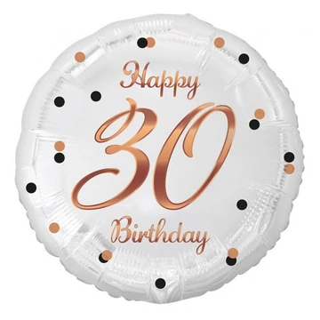 Happy Birthday 30 B&amp;C White fólia lufi 36 cm