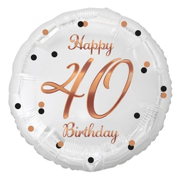 Happy Birthday 40 B&amp;C White fólia lufi 36 cm
