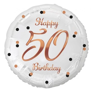 Happy Birthday 50 B&amp;C White fólia lufi 36 cm