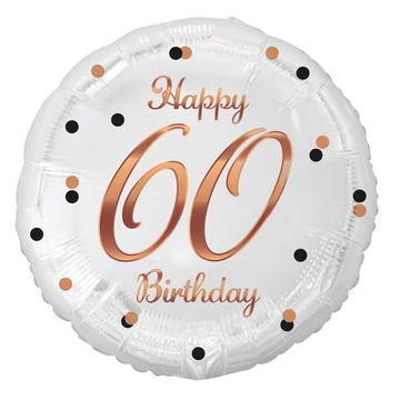 Happy Birthday 60 B&amp;C White fólia lufi 36 cm