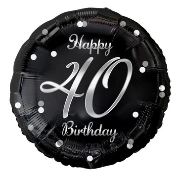 Happy Birthday 40 B&amp;C Silver fólia lufi 36 cm