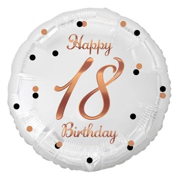 Happy Birthday 18 B&amp;C White fólia lufi 36 cm