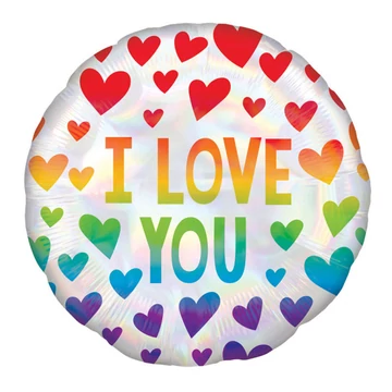 I love You Rainbow fólia lufi 43 cm