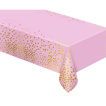Rózsaszín B&amp;C Gold Dots fólia asztalterítő 137x183 cm
