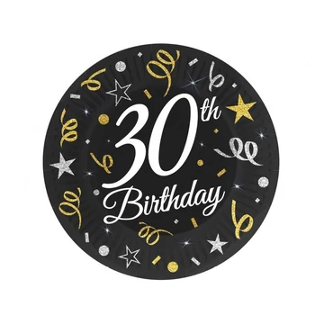 Happy Birthday 30 B&amp;C papírtányér 6 db-os 18 cm