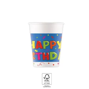 Happy Birthday Kokliko papír pohár 8 db-os 200 ml FSC
