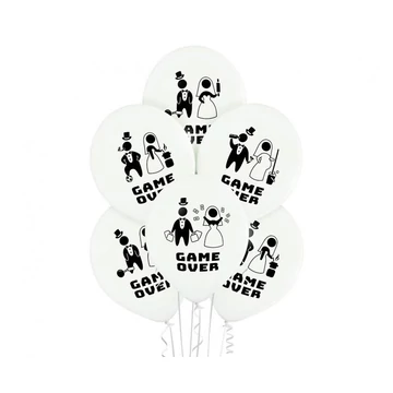 Game Over White léggömb, lufi 6 db-os 12 inch (30 cm)