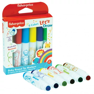 Fisher-Price Let&#039;s Draw kimosható filctoll 6 db-os