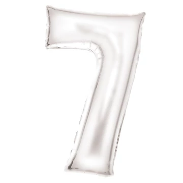 Fehér Lustre White 7-es szám fólia lufi 86 cm