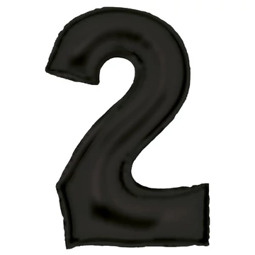 Fekete Lustre Black 2-es szám fólia lufi 86 cm