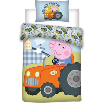 Peppa malac George&#039;s Tractor gyerek, ovis ágyneműhuzat 100×135cm, 40×60 cm