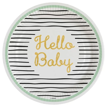 Hello Baby Gold papírtányér 8 db-os 23 cm