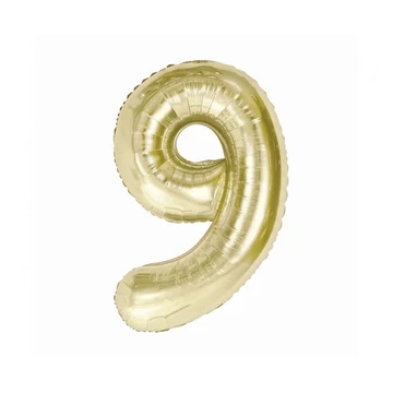 Pezsgőszínű B&amp;C Champagne 9-es szám fólia lufi 85 cm
