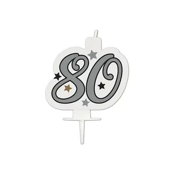 Happy Birthday Silver Milestone tortagyertya, számgyertya 80-as