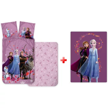 Disney Jégvarázs Purple gyerek, ovis ágyneműhuzat és polár takaró szett