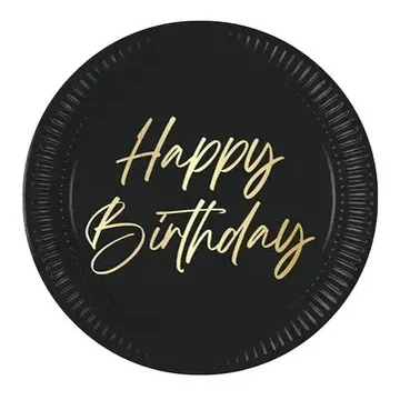 Happy Birthday Elegant papírtányér 8 db-os 23 cm FSC
