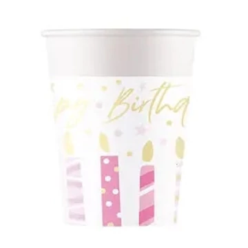 Happy Birthday Candles papír pohár 8 db-os 200 ml FSC