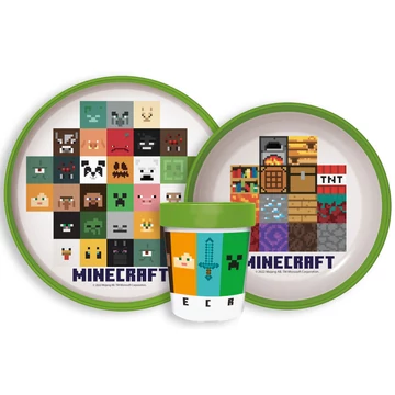 Minecraft Crafters csúszásmentes étkészlet, micro műanyag szett