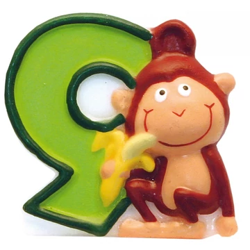 Szafari Monkey tortagyertya, számgyertya 9-es